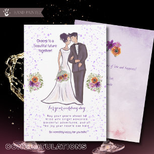 Festividades Cartão de Congratulações de Casamento com Aquarela