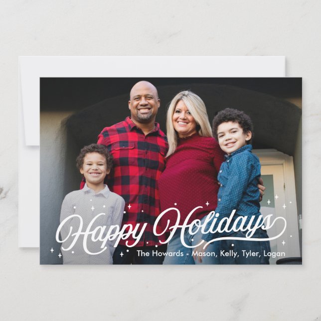 Festividades Cartão de cor editável de feriados felizes brilhan (Frente)