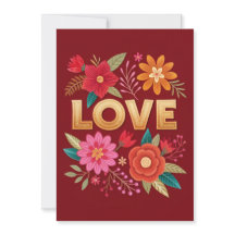 Cartão de Cumprimentos Elegante Floral LOVE