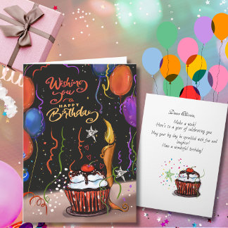 Festividades Cartão de Cupcake Cereja na Parte Superior com Aqu