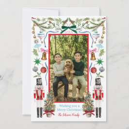 Festividades Cartão de Decoração de Natal Colorido com Aquarela