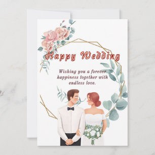 Festividades Cartão de Desejo de Casamento Elegante