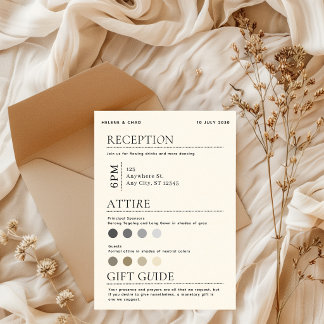 Festividades Cartão de Detalhes de Casamento Simples e Elegante
