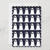 Cartão de Dia das Bruxas com Fantasmas e Morcegos