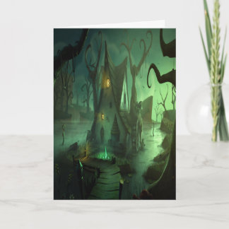 Festividades Cartão de Dia das Bruxas de Spooky House