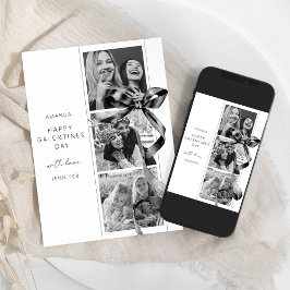 Festividades Cartão de Dia das Galentinas com Laço Preto Elegan