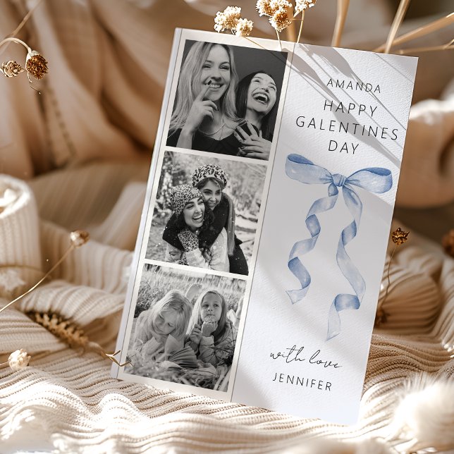 Festividades Cartão de Dia das Galentinas de Laço Azul da Moda  (Criador carregado)