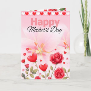Festividades Cartão de Dia das Mães Corações e Rosas