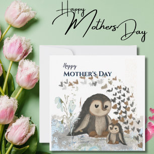 Festividades Cartão de Dia das Mães Pinguim Feliz
