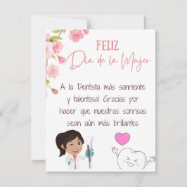 Festividades Cartão de Dia das Mulheres Feliz de Dentista Espan