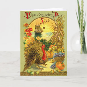 Festividades Cartão de Dia de Ação de Graças Vintage