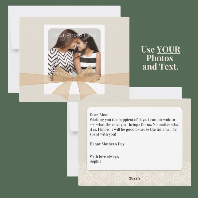 Festividades Cartão de Dia de as mães de Fotografia DIY com Men (Your own photo and text custom message Mother's Day card for mom, grandma, mother-in-law. )