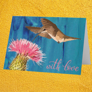 Festividades Cartão de Dia de as mães de Hummingbird e Cactus B