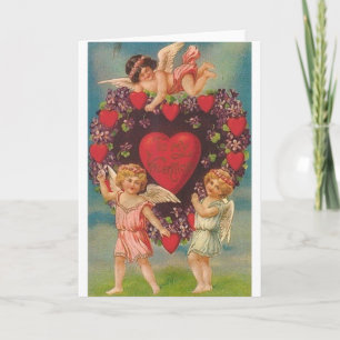 Festividades Cartão de Dia de os namorados de Cherub vitoriano