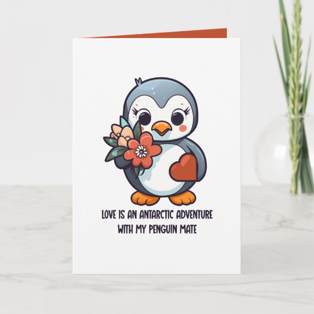 Festividades Cartão de Dia de os namorados de Pinguim Love (Frente)