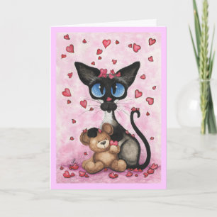 Festividades Cartão de Dia de os namorados para gatos siameses