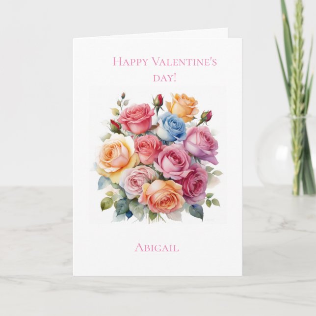 Festividades Cartão de Dia de os namorados para Rose bouquet (Frente)