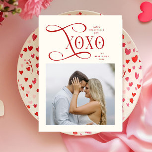 Festividades Cartão de Dia dos Namorados com Foto de Casal XOXO