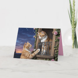 Festividades Cartão de Dia dos Namorados com Gato Laranja Listr