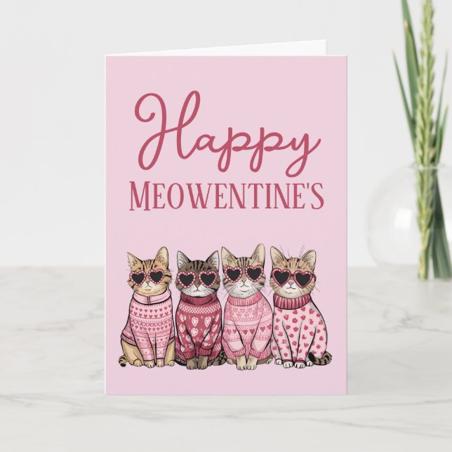 Festividades Cartão de Dia dos Namorados de Gatos Fofos (Frente)