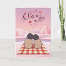 Cartão de Dia dos Namorados de Piquenique do Pingü