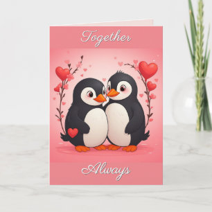 Festividades Cartão de Dia dos Namorados do Amor de Pinguim Sem