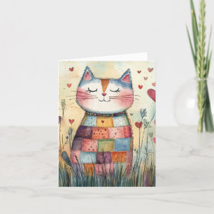 Festividades Cartão de Dia dos Namorados do Gato Patchwork