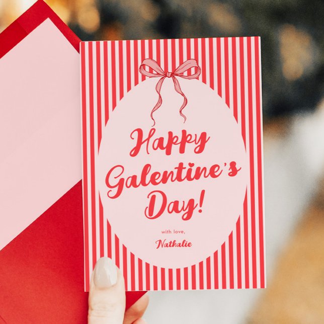 Festividades Cartão de Dia dos Namorados Galentine's Rosa e Ver (Criador carregado)