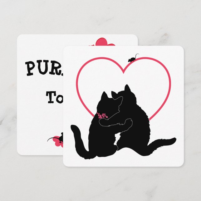 Festividades Cartão de Dia dos Namorados Plano Gatos em Allee P (Frente/Verso)