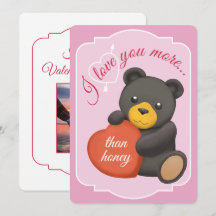 Cartão de Dia dos Namorados Urso Preto Fofo