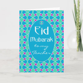 Festividades Cartão de Eid Azul, Verde, Roxo, Padrão Islâmico