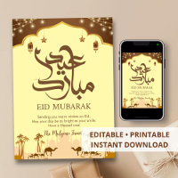 Cartão de Eid Mubarak da Caravana de Camelos do Oá