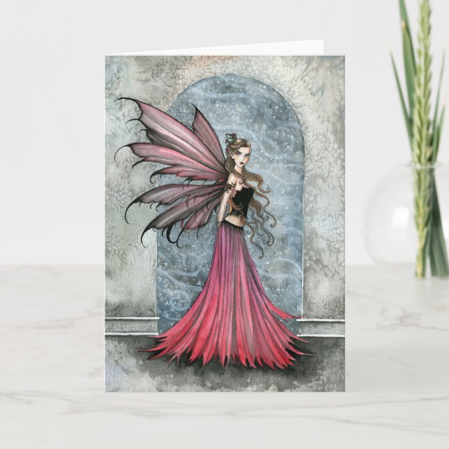 Festividades Cartão de fada branco de Natal por Molly Harrison (Frente)