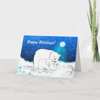 Festividades Cartão de Família de Urso Polar Fofo