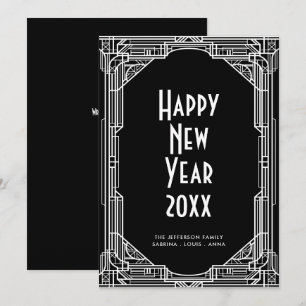 Festividades Cartão de Feliz ano novo minimalista art deco