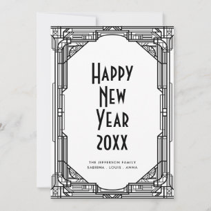 Festividades Cartão de Feliz ano novo minimalista Art deco