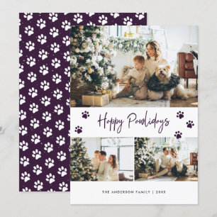 Festividades Cartão de Feliz Feliz Pawlidays de Foto Pet Roxo M