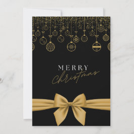 Festividades Cartão de "Feliz Natal" Chic Preto e Dourado