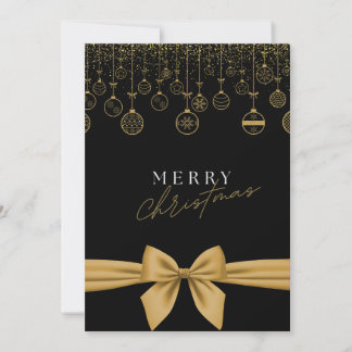 Festividades Cartão de "Feliz Natal" Chic Preto e Dourado