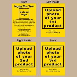 Festividades Cartão de Feriado Amarelo de Ano Novo Comercial