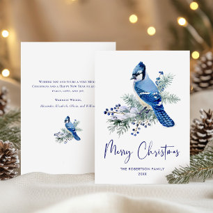 Festividades Cartão de Feriado Azul de Natal com Aquarela