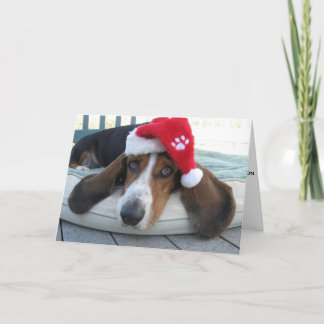 Festividades Cartão de Feriado com Basset Hound
