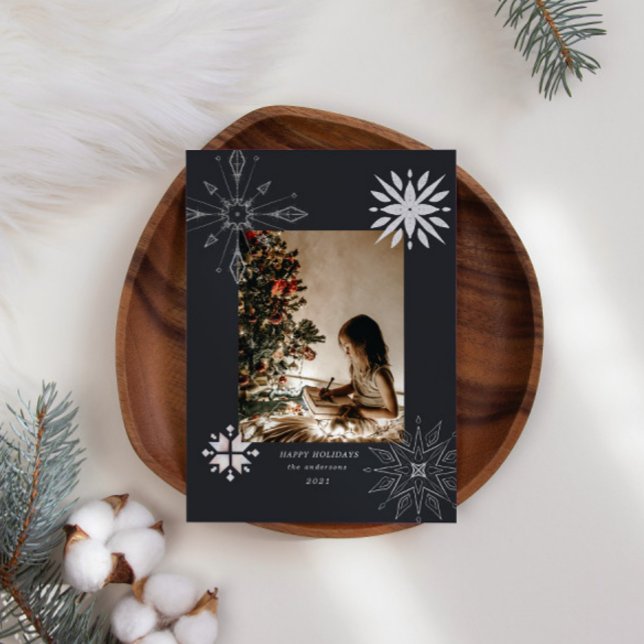 Festividades cartão de feriado com fenda de neve prateada (Criador carregado)