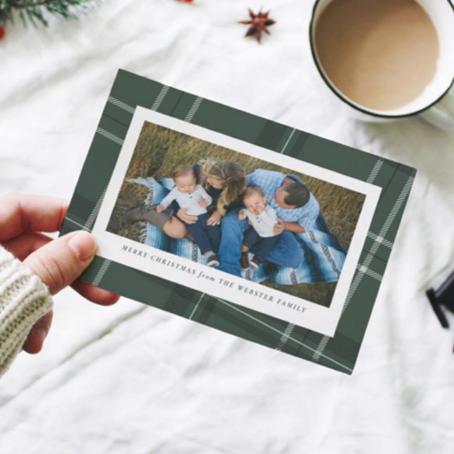 Festividades Cartão de feriado com fotografia verde xadrez 1 (Criador carregado)