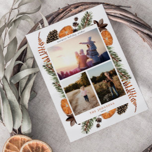 Festividades Cartão de Feriado de 3 Fotografias Boho Winter Cit