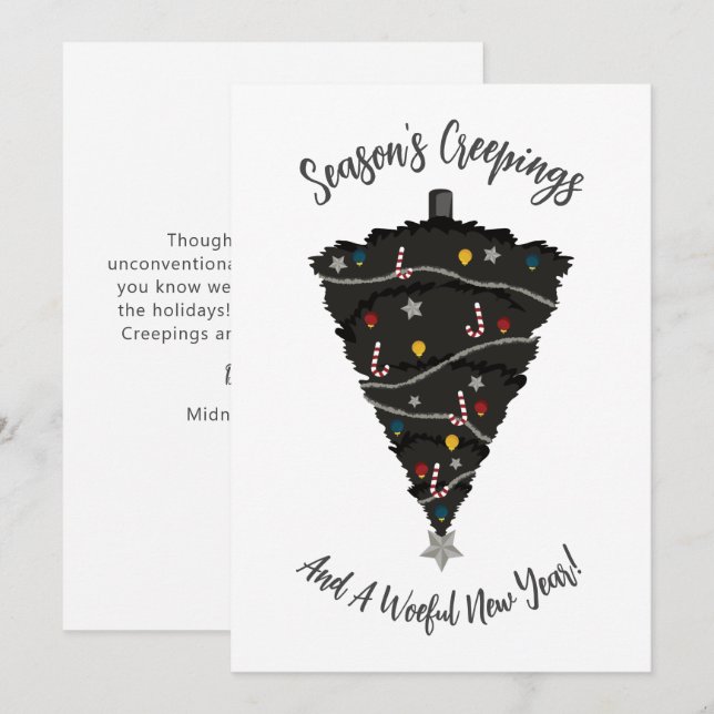 Festividades Cartão de Feriado de Árvore de Natal Gótico Preto (Frente/Verso)