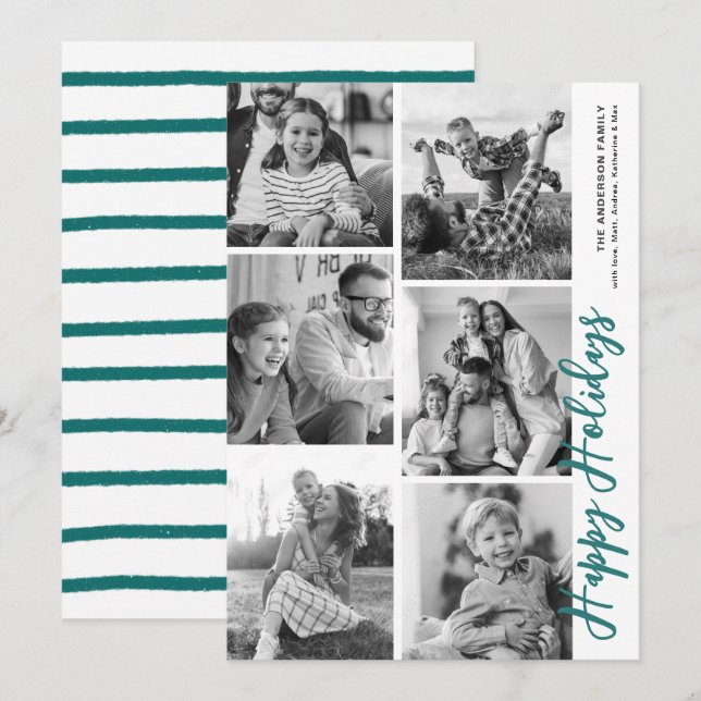 Festividades Cartão de Feriado de Booth de Foto - Evergreen (Frente/Verso)