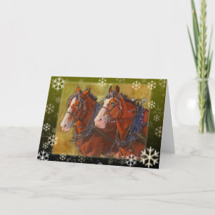 Festividades Cartão de Feriado de Cavalo de Clydesdale Draft