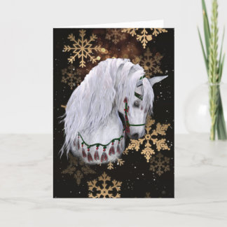 Festividades Cartão de Feriado de Cavalo de Natal Dobrado