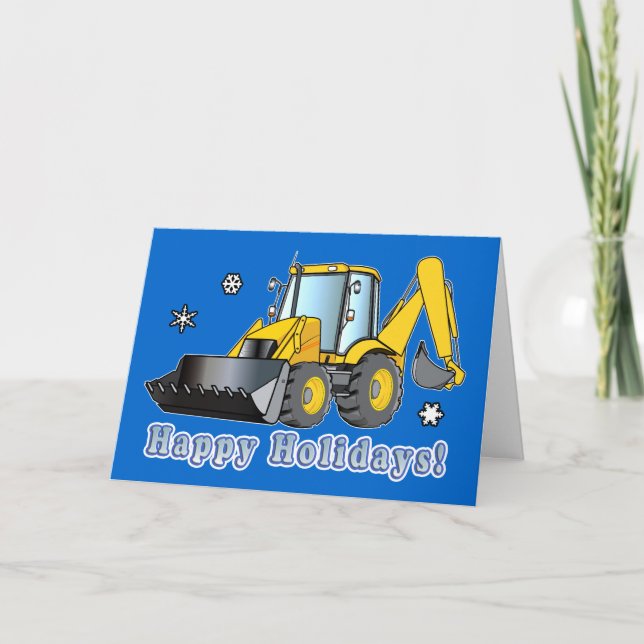 Festividades Cartão de Feriado de Construção: Backhoe (Frente)